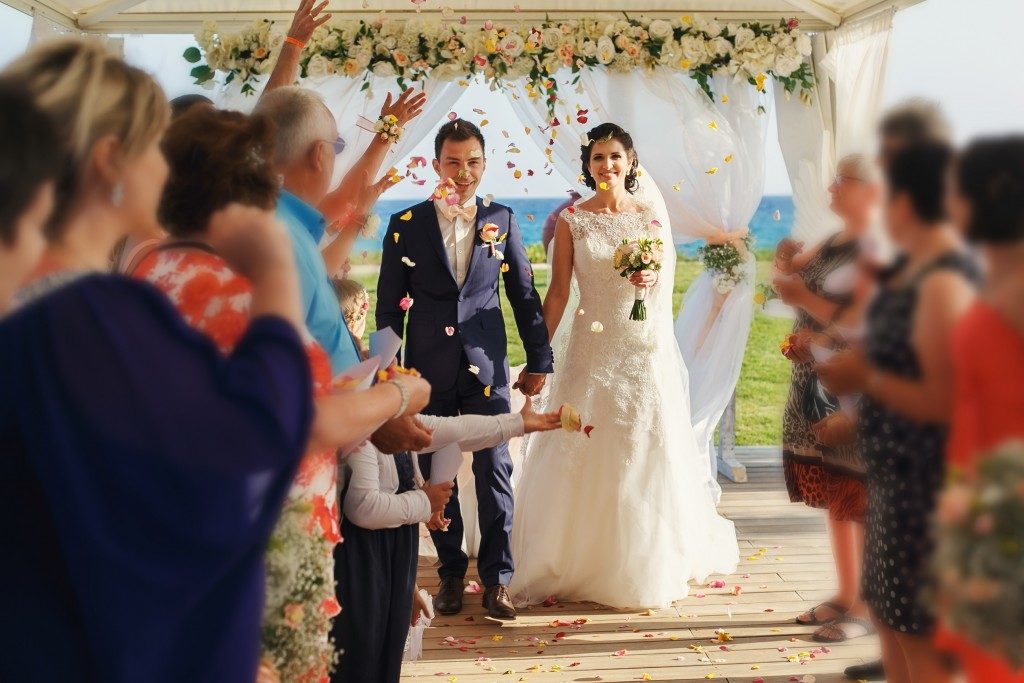 Bride and groom in their wedding