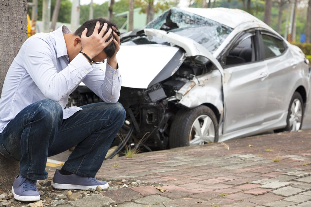 Man involved in a car accident