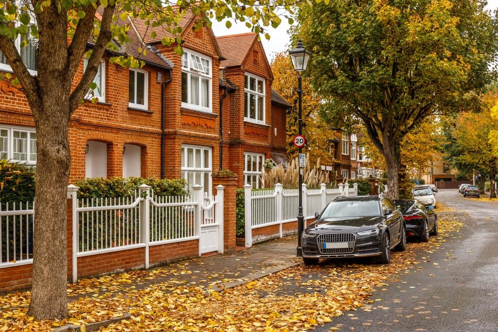 suburb street in autumn, London