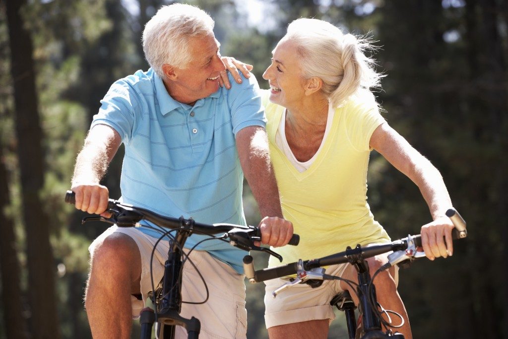 senior couple on bike ride