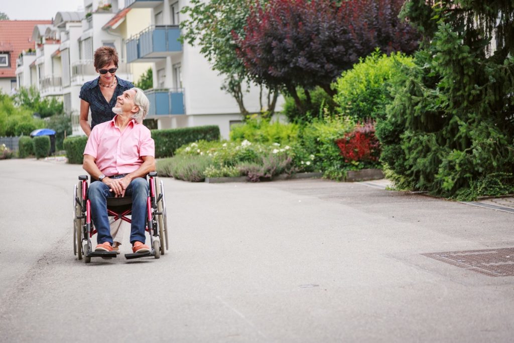 Woman taking care of her father